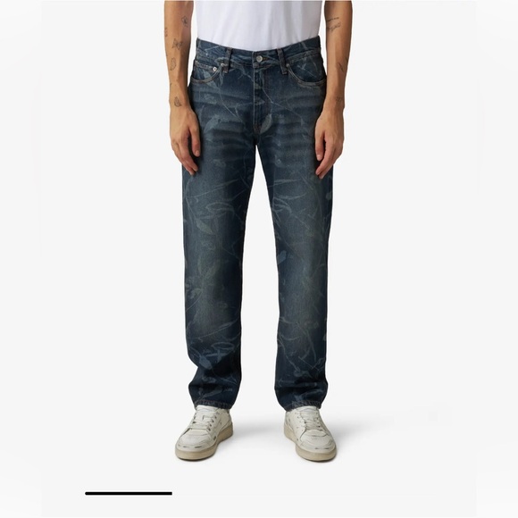 NWT Patta Men’s Leaves Laser Printed Denim Straight Jeans Size 30